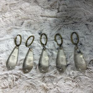 5 Glass Teardrops with Gold Accents